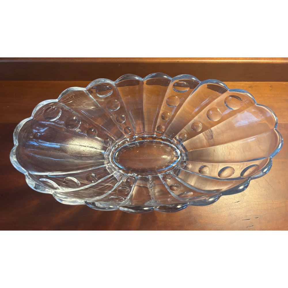 Vintage Heisey Old Sandwich Clear Glass Oval Bowl Serving Centerpiece - Picture 2 of 7